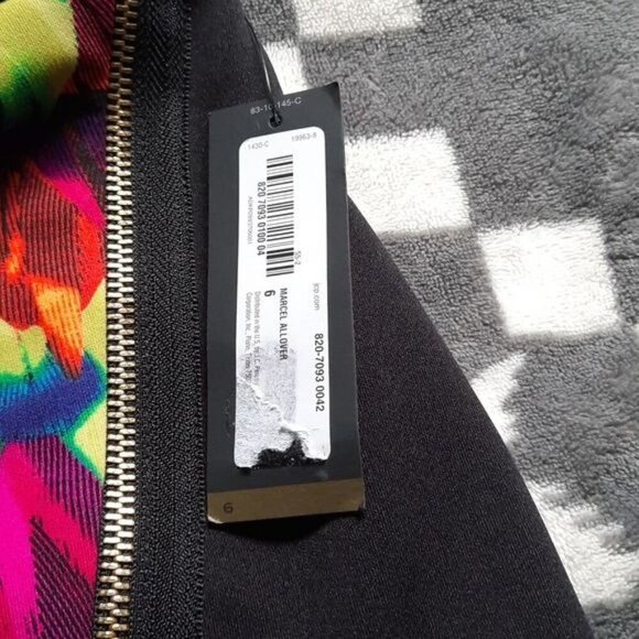 Worthington NWT Black Pink Orange Blue Neon Print Slit Pencil Skirt Size 6 - Picture 5 of 7